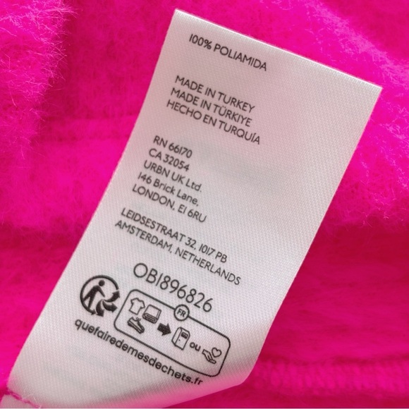 Anthropologie Neon Pink Fuzzy Sweater Medium Ribbed - Picture 6 of 7